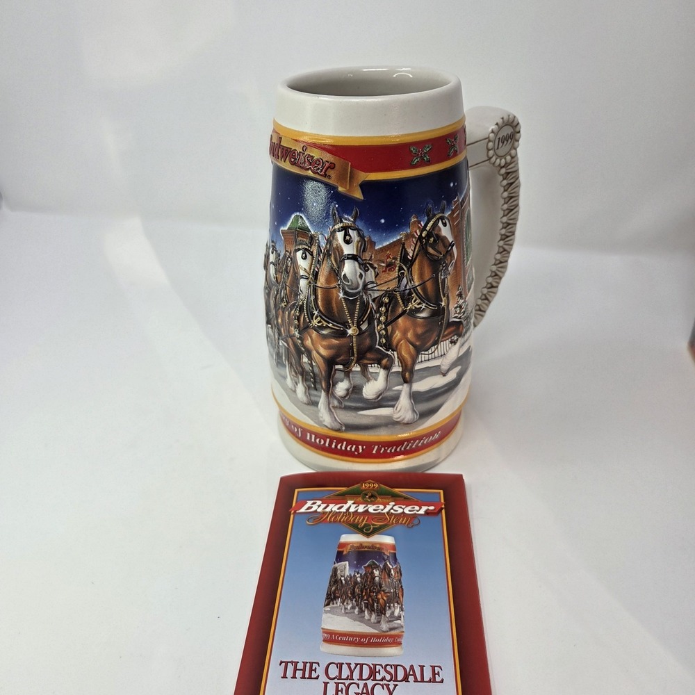 Budweiser Holiday Stein 1999 "A CENTURY OF TRADITION" 20th Anniversary NIB W/COA - Picture 3 of 7